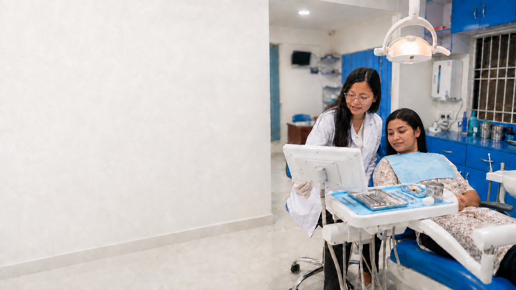 Dr. Anuna Lama with a patient at Grand Dental Clinic
